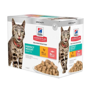 Hill's Science Plan Perfect Weight Chicken & Salmon Food Pouch Multi-Pack - 12x 85g