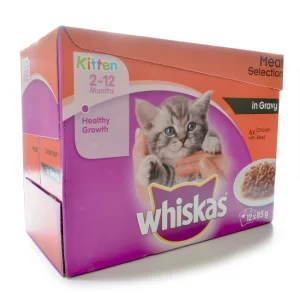 Whiskas Kitten Pouch Multi-Pack Meat Selection In Gravy (12 X 85g)